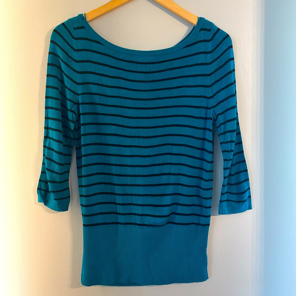WHBM Striped Turquoise Women's Sweater